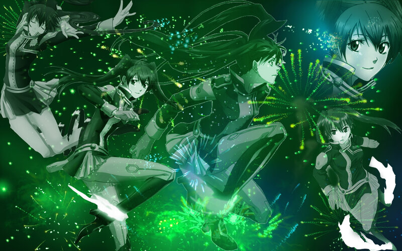 Anime Characters in Action — Green, Dynamic, Night
