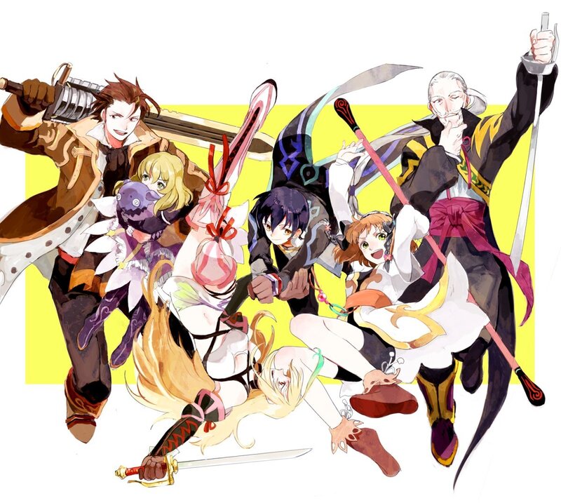 anime characters in action pose