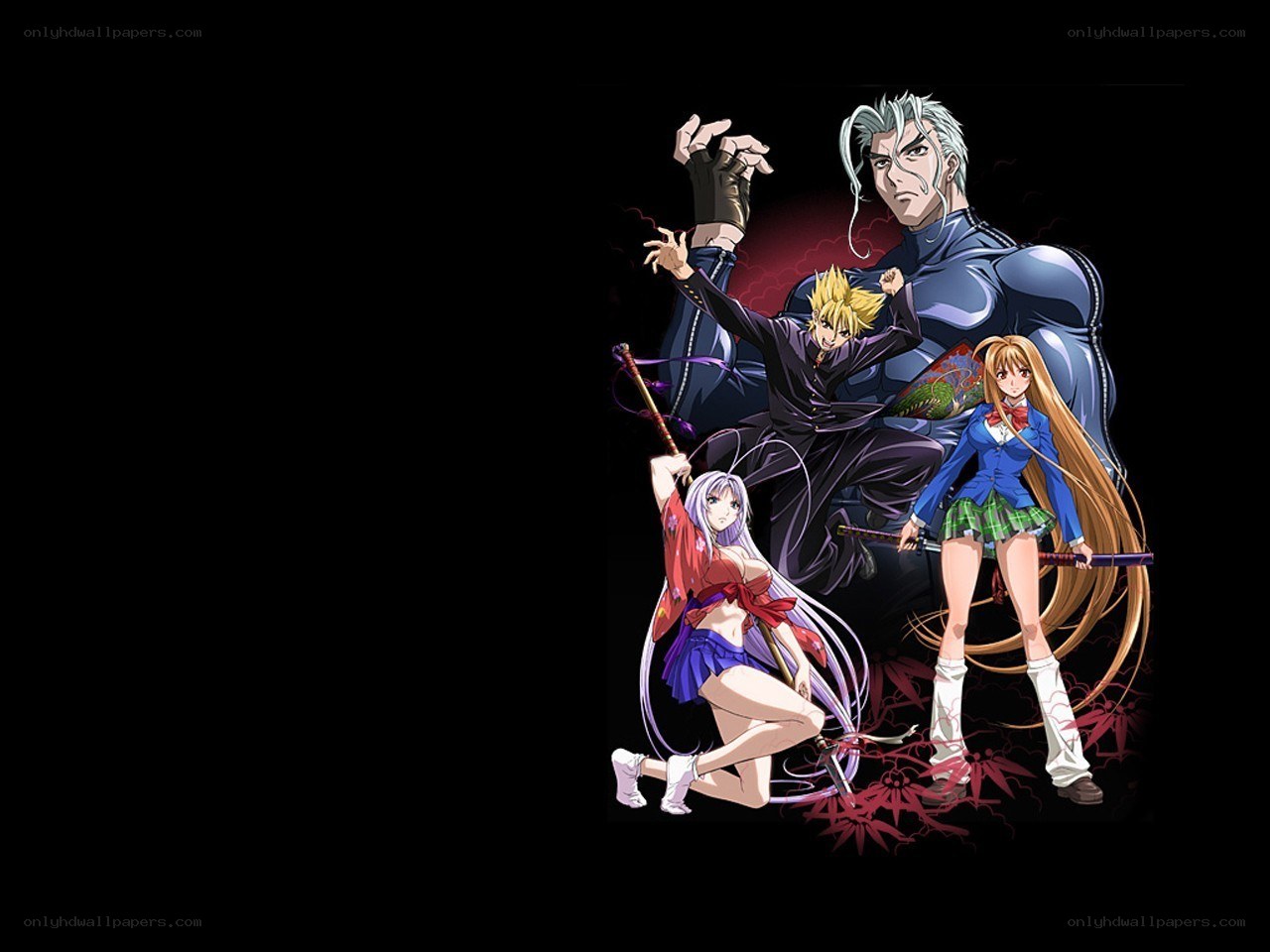 anime characters in action poses