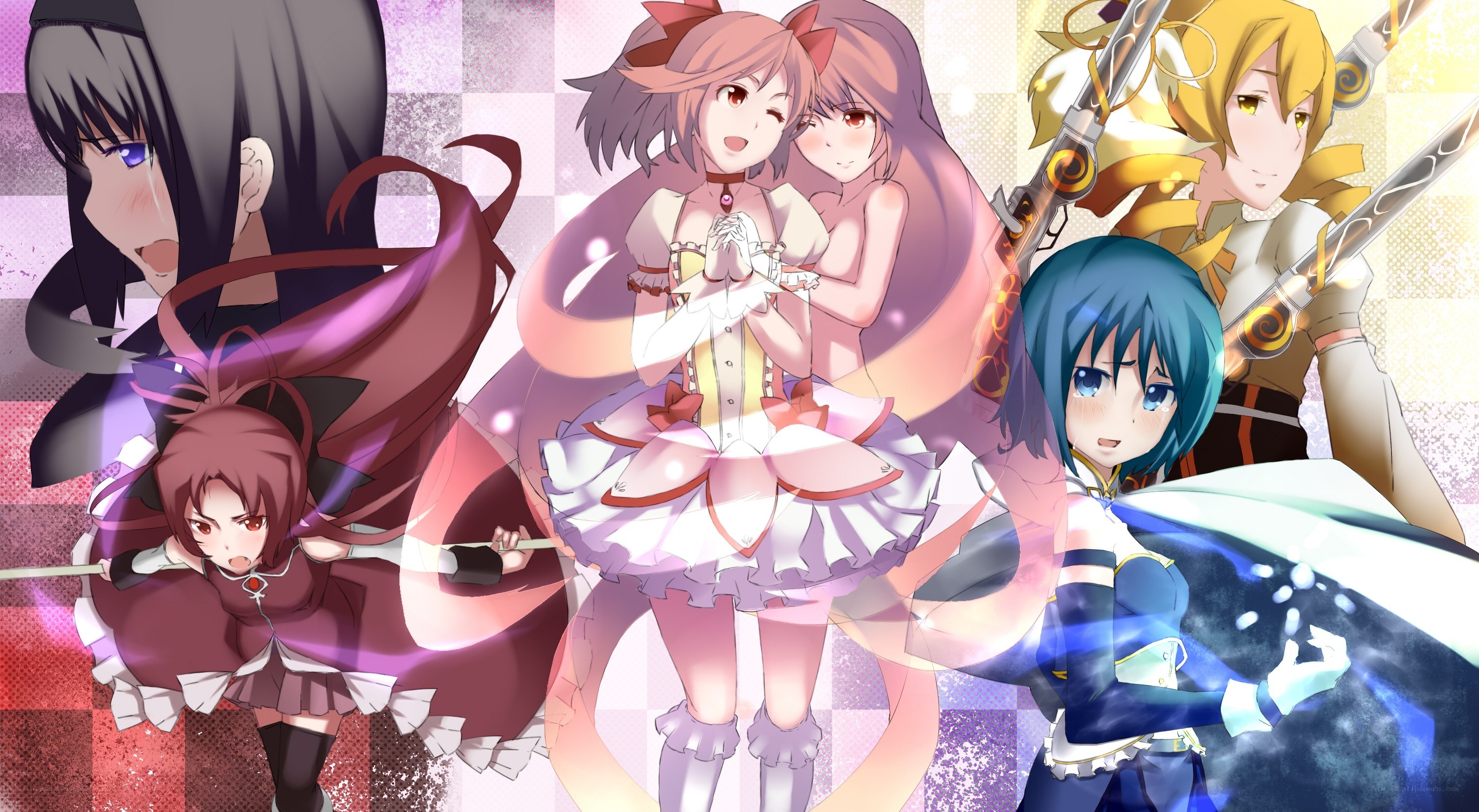 Anime characters in action poses