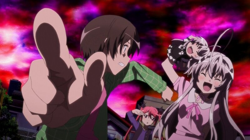 Anime Characters in Action — Purple, Dramatic, Night, Cityscape