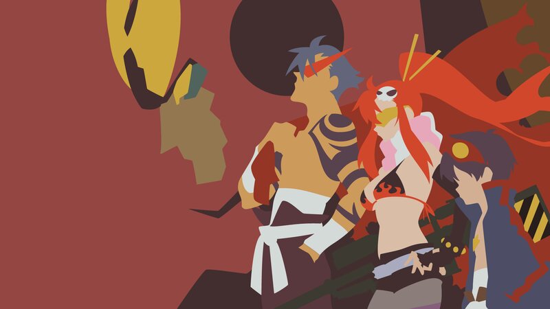 Anime Characters in Action — Red, Dramatic, Digital Art, Red Hair