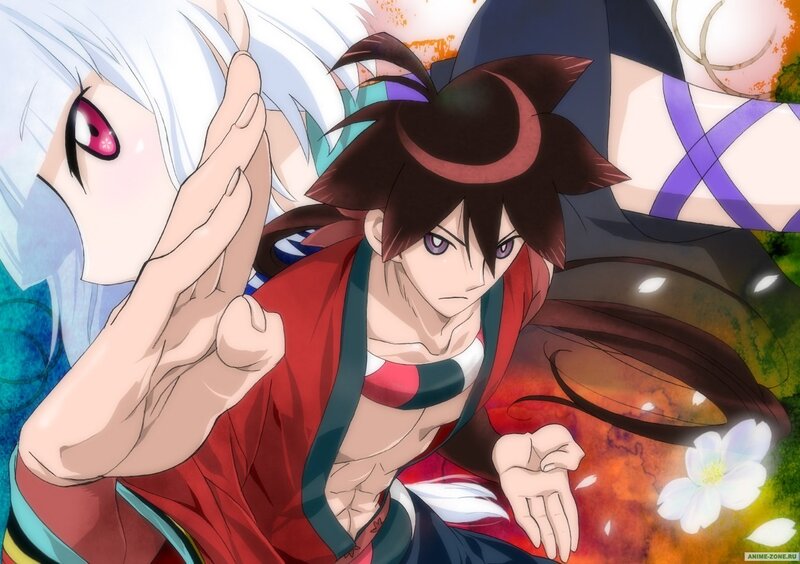 Anime Characters in Action — Red, Dramatic, White Hair