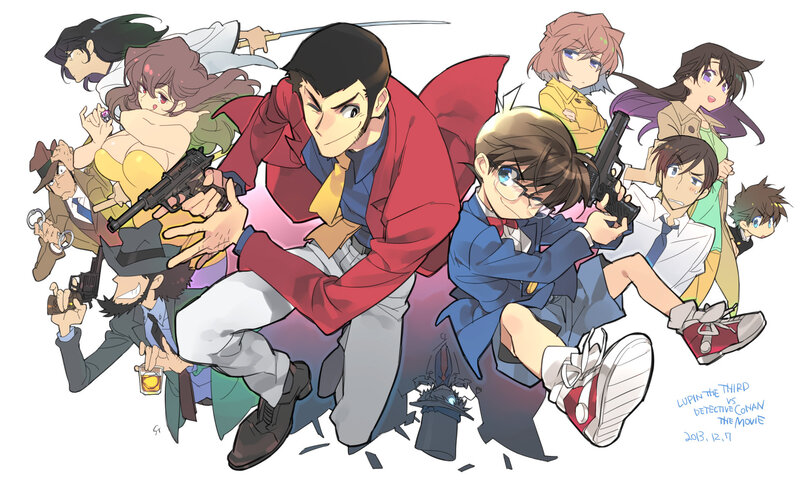 Anime Characters in Action — Red, Dynamic, Intense, Guns