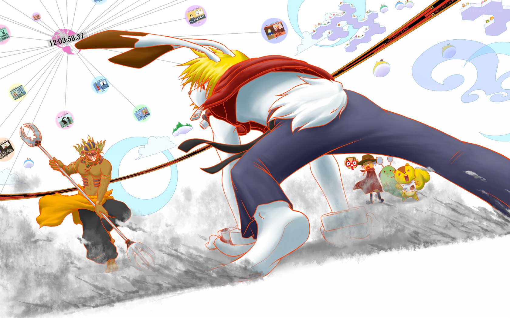 Anime characters in action scene