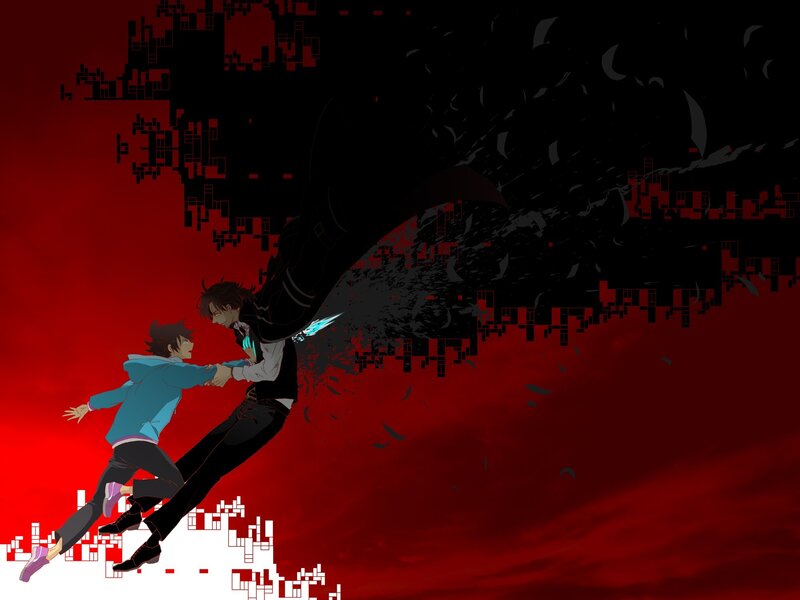 Anime characters in action scene
