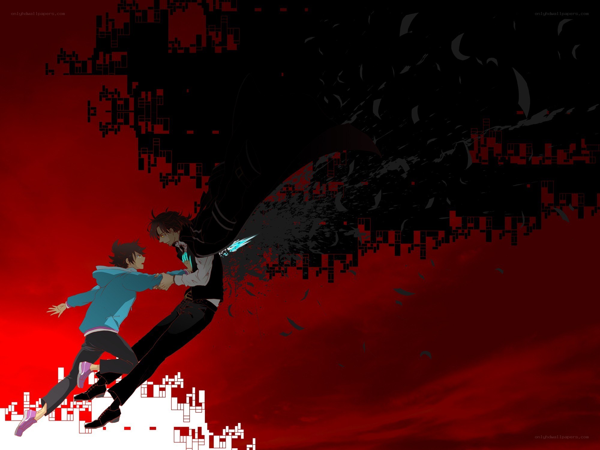 Anime characters in action scene