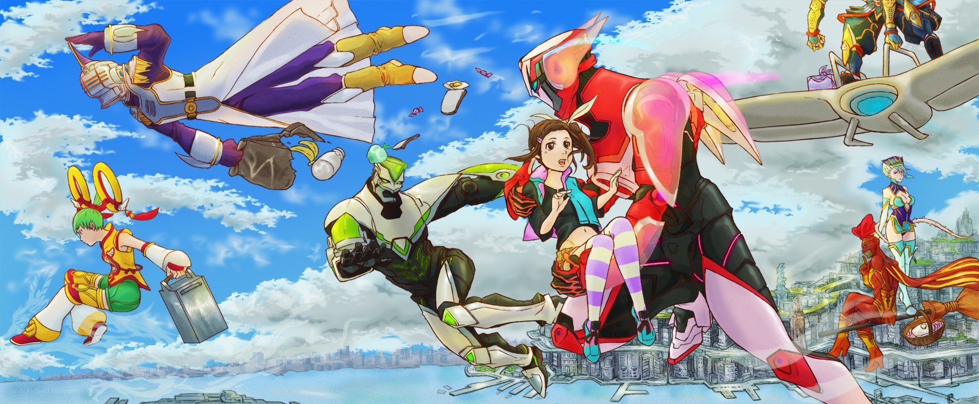 anime characters in action scene