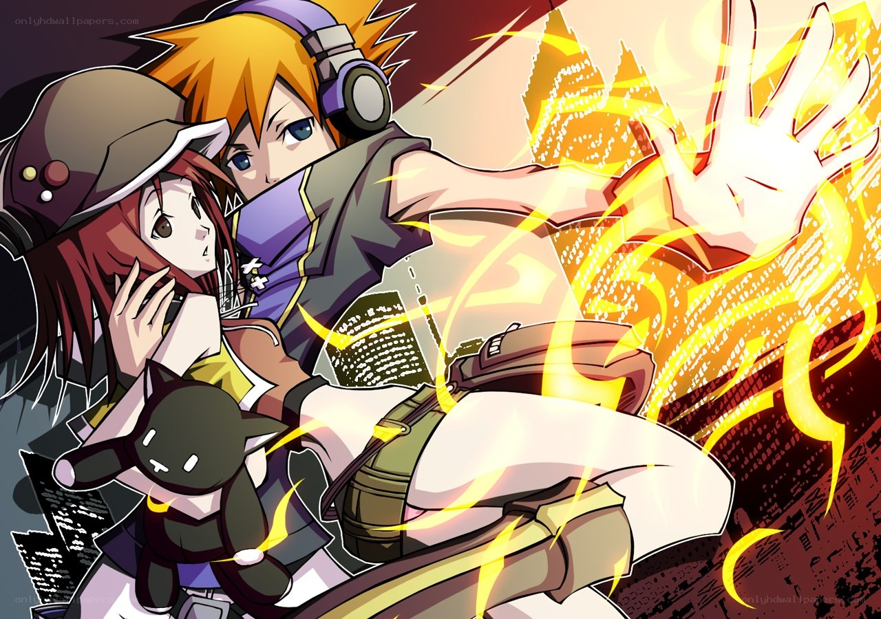 Anime characters in action scene