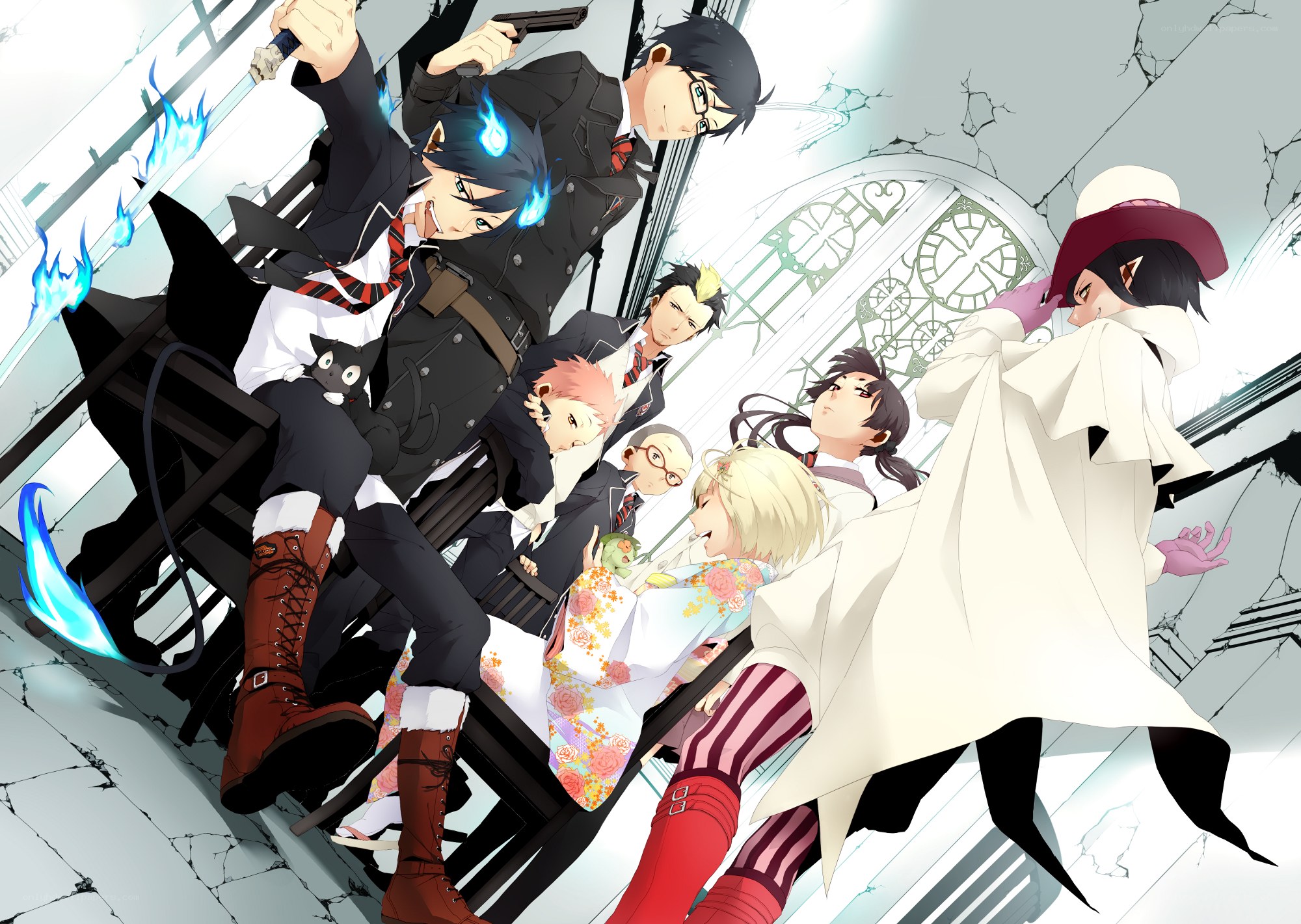 anime characters in action scene