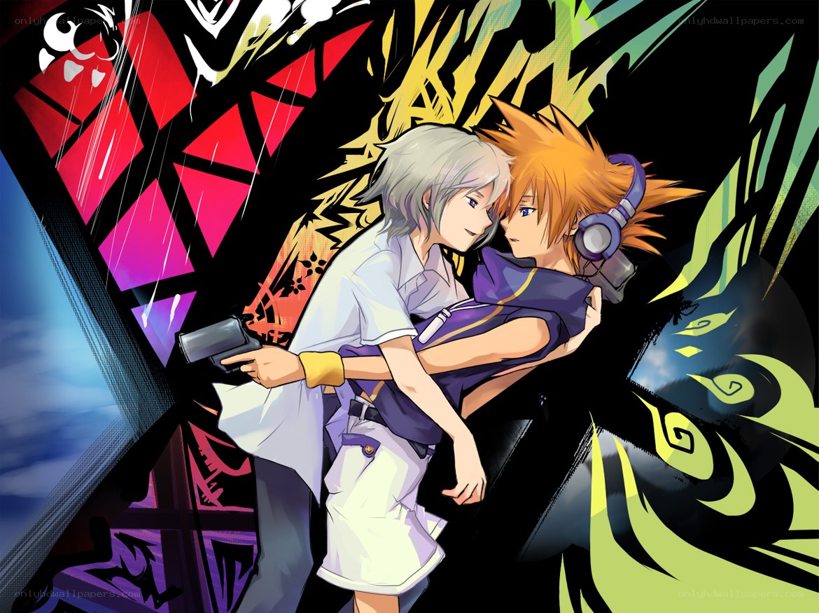 Anime characters in action scene