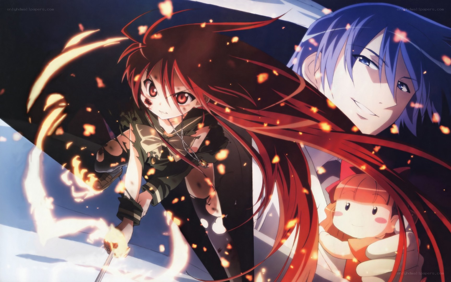 Anime characters in action scene