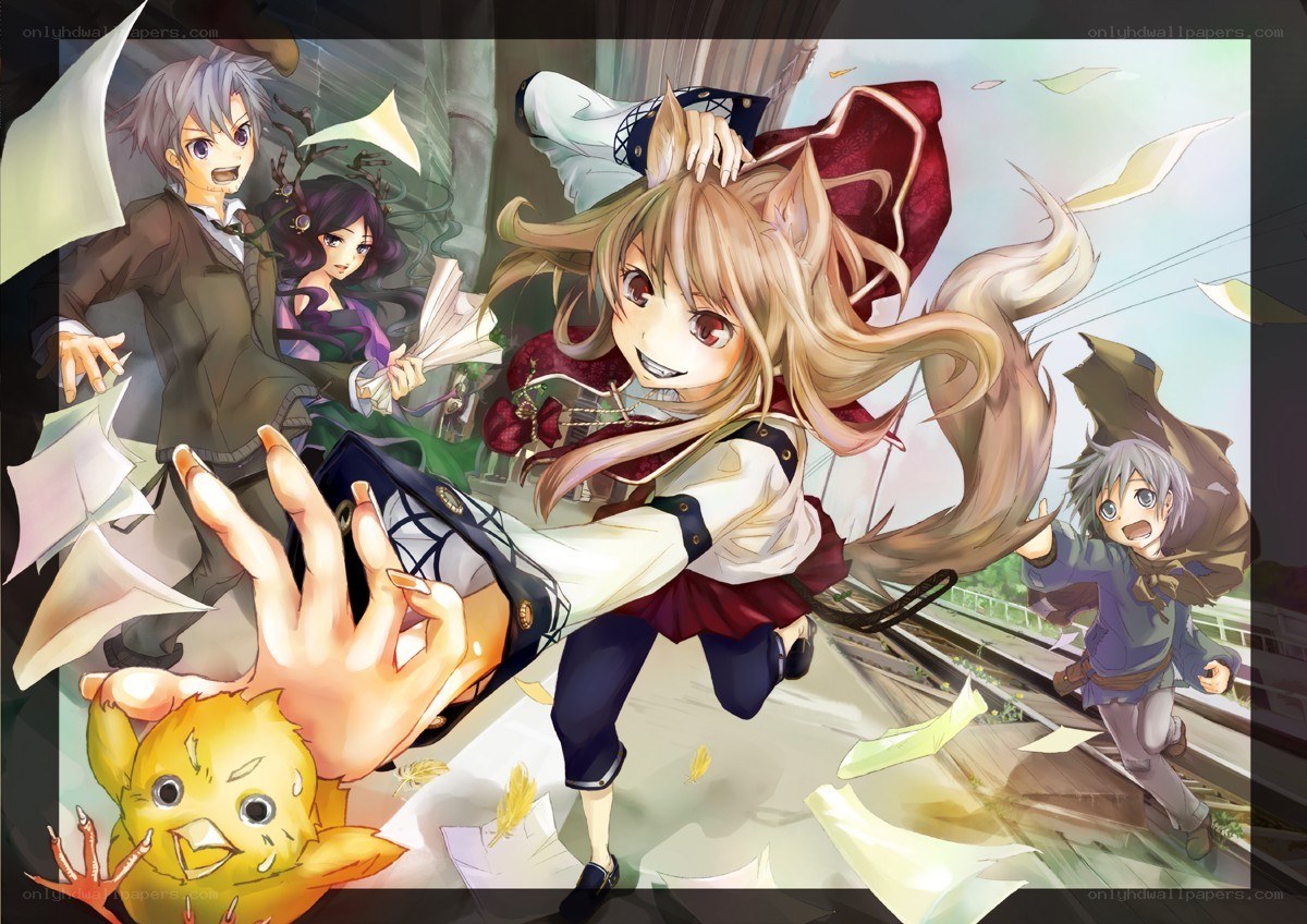 Anime characters in action scene
