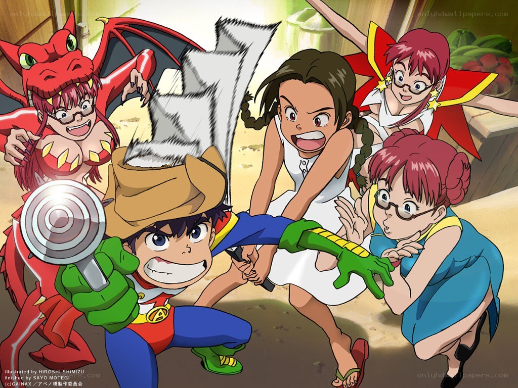 Anime characters in action scene
