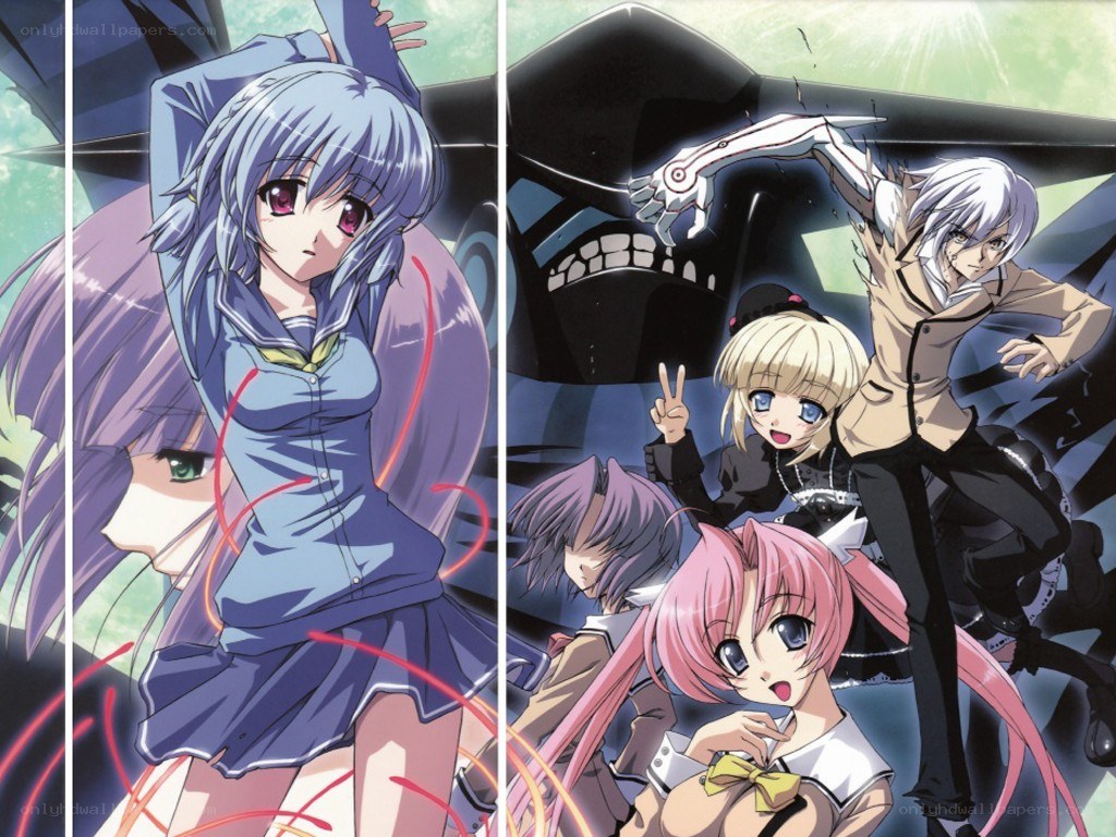 Anime characters in action scene