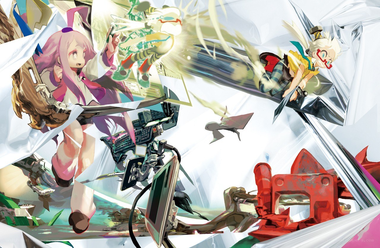 Anime characters in action scene