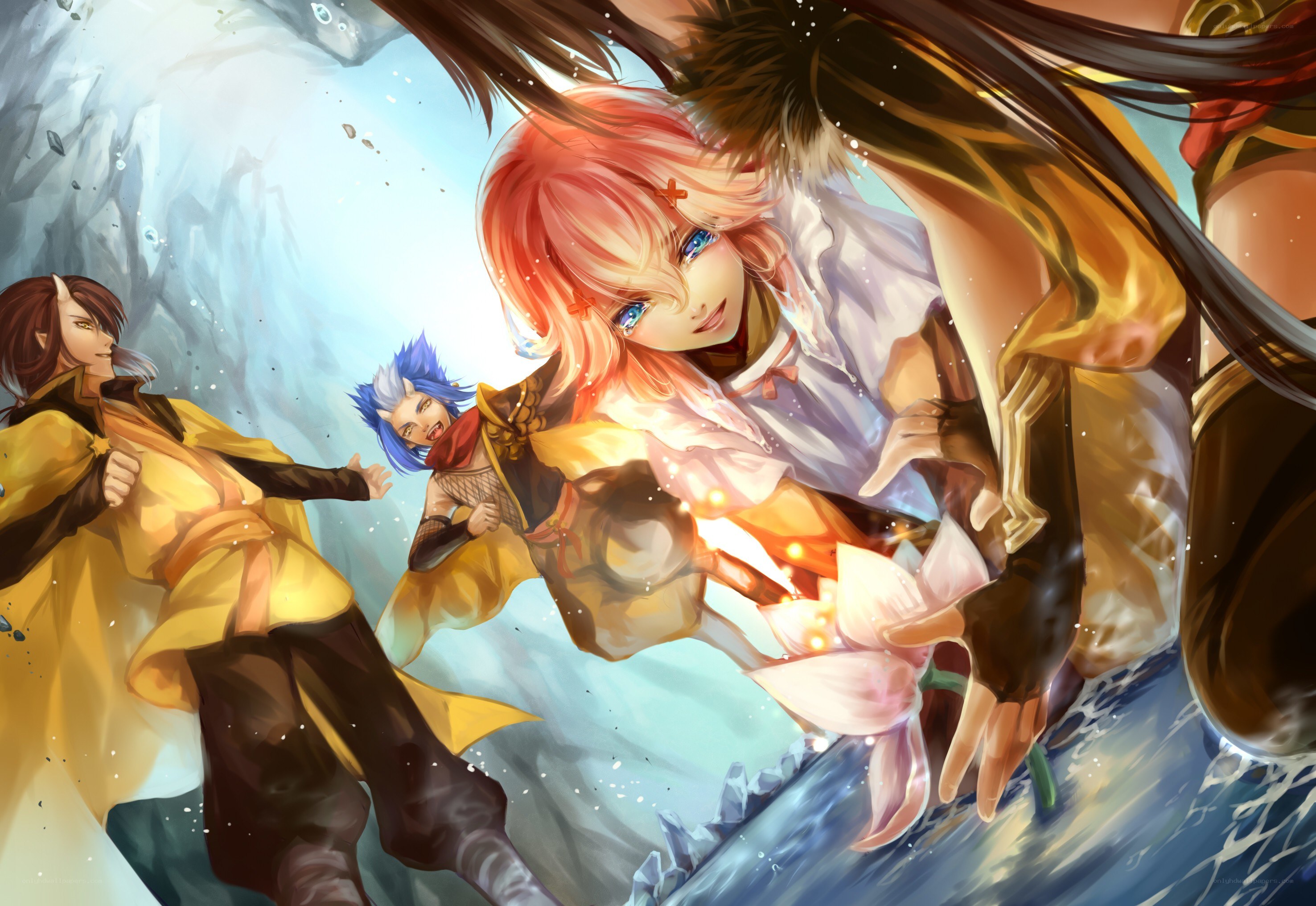 Anime characters in action scene