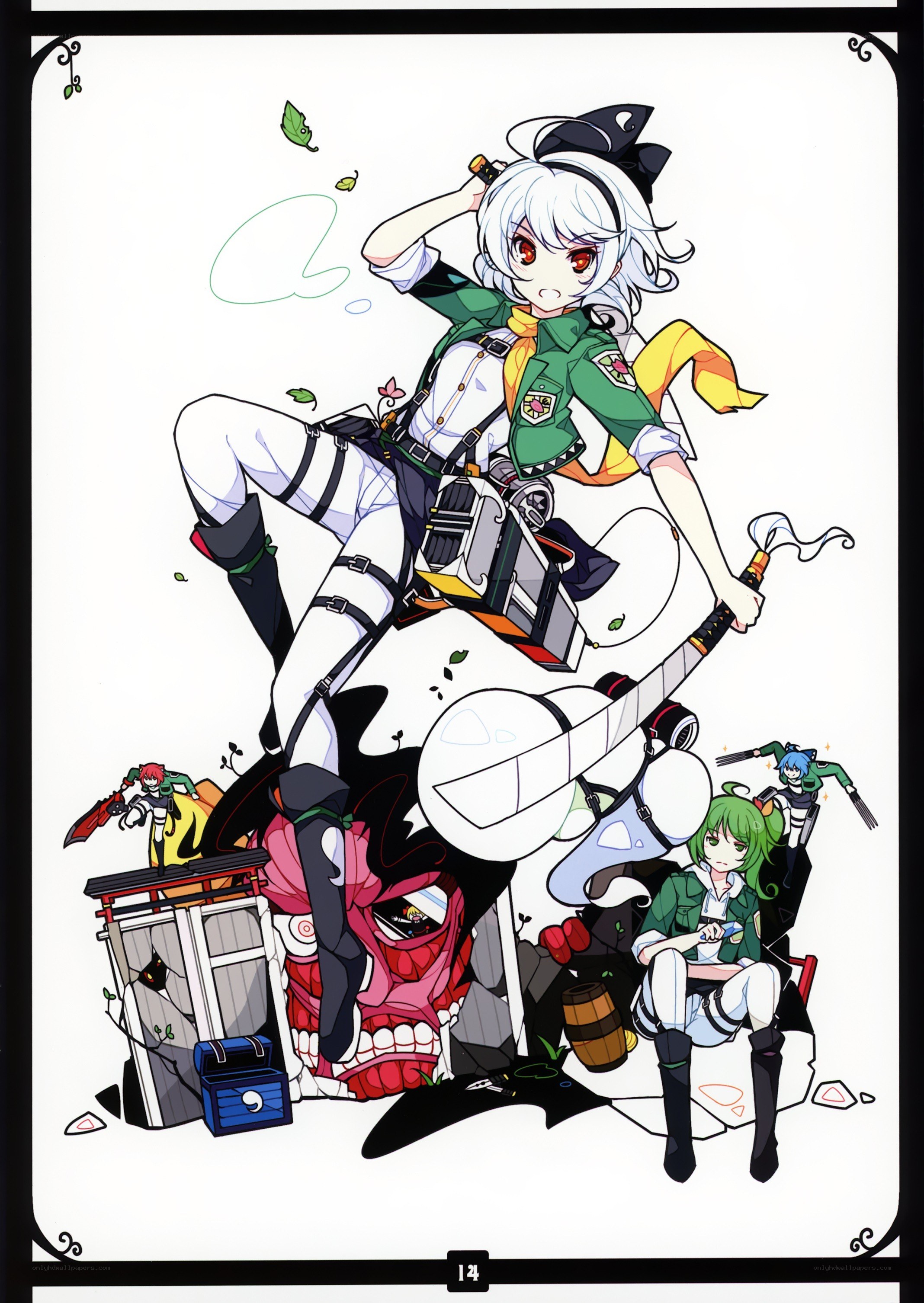 anime characters in action scene