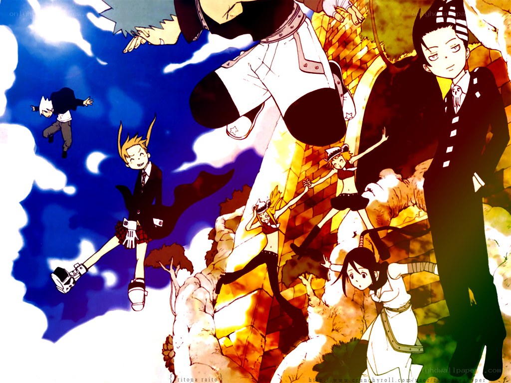 Anime characters in action scene