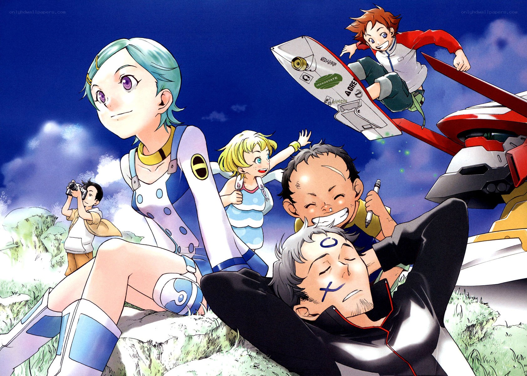 anime characters in action scene