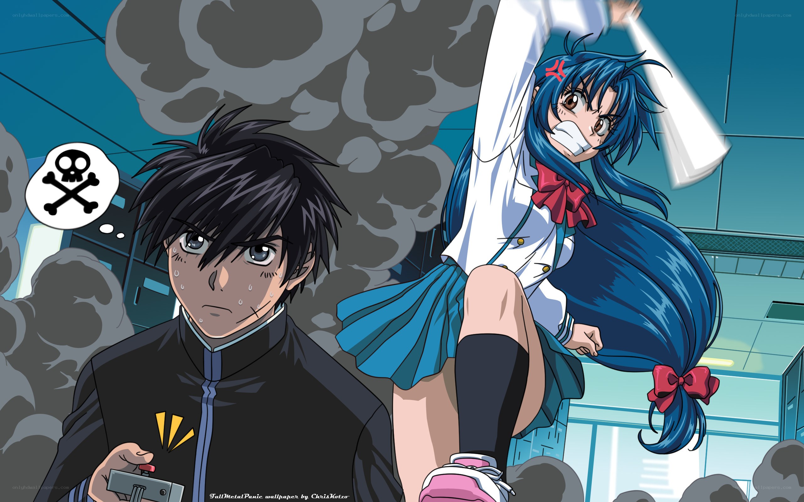 Anime characters in action scene