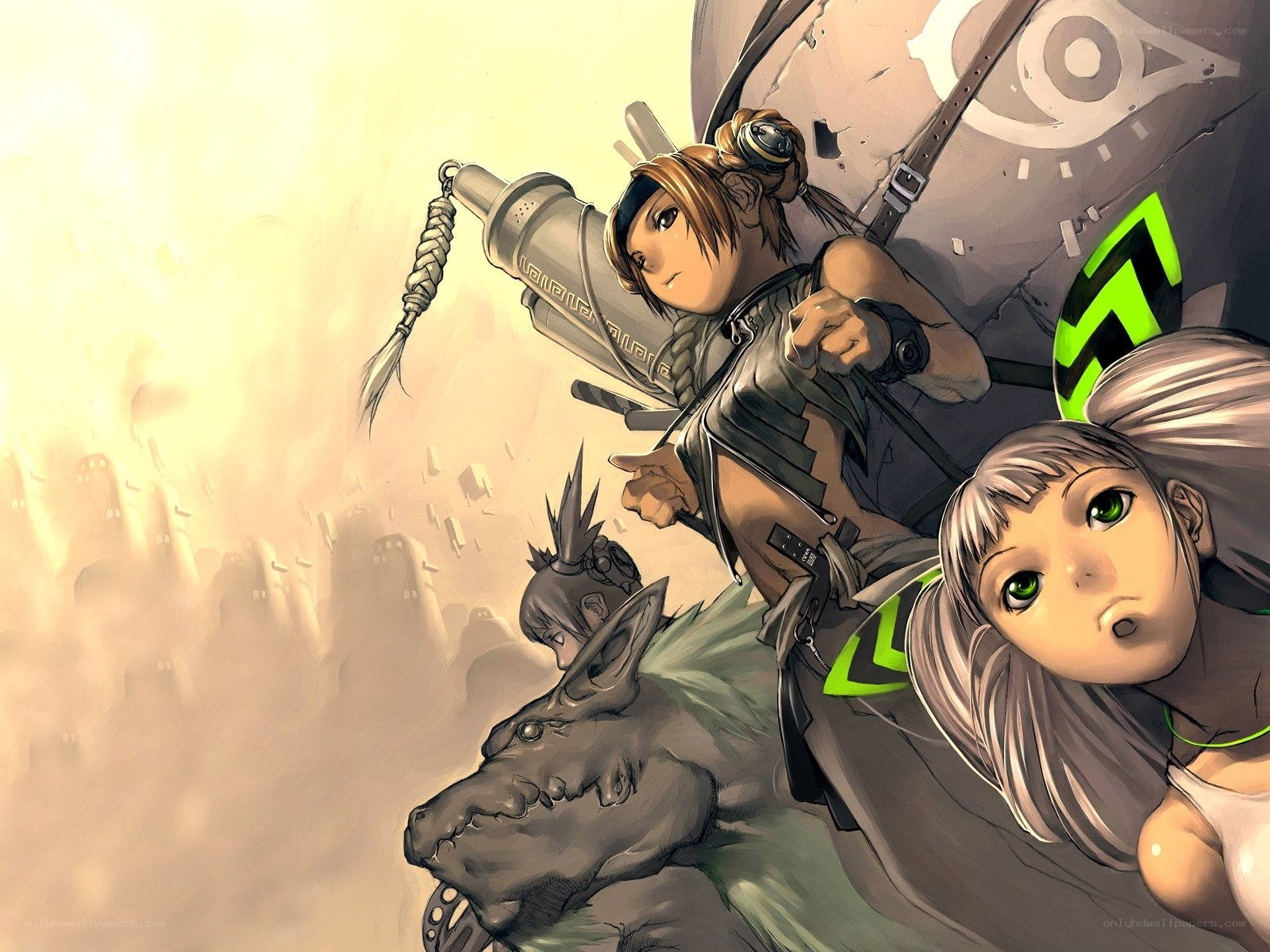 anime characters in action scene