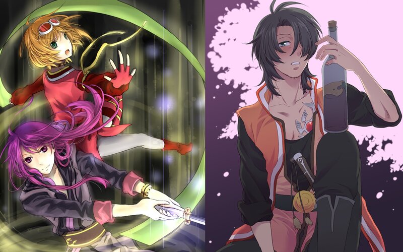 Anime characters in action scenes