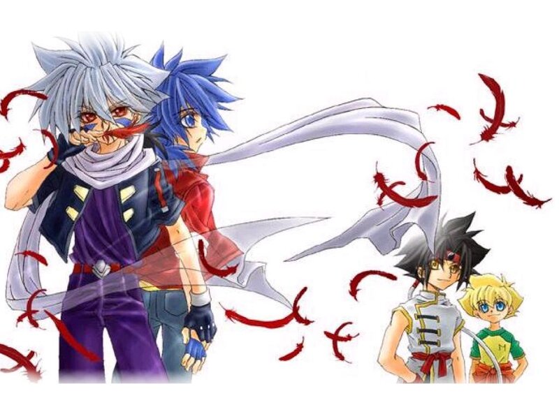 Anime Characters in Action — White, Dramatic, Manga, Red Feathers