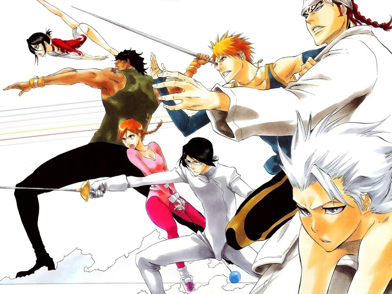 Anime Characters in Action — White, Dramatic, Manga