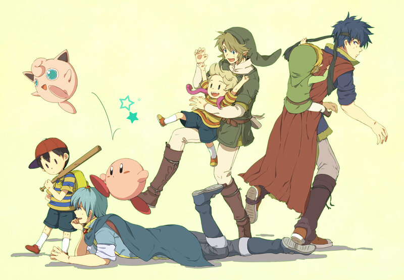 Anime Characters in Action — Yellow, Playful