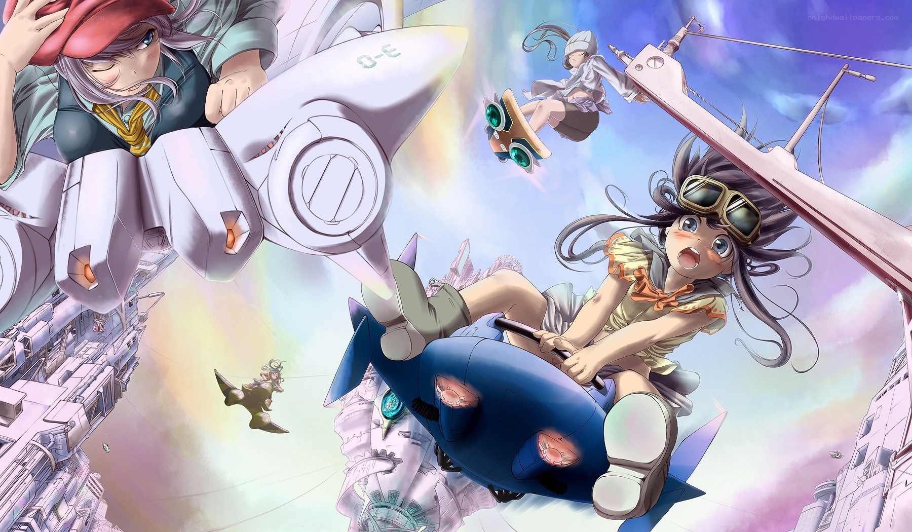 Anime characters in aerial combat