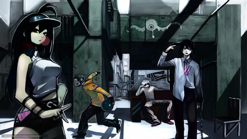 Anime Characters in Alley — Black, Dramatic