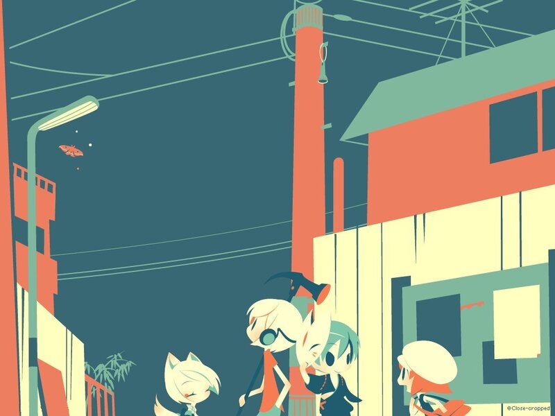 Anime characters in alleyway scene