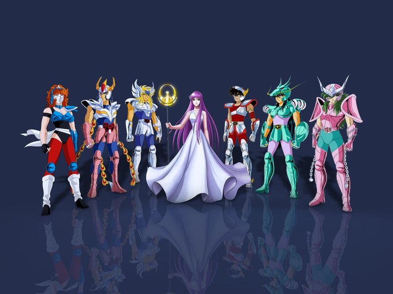 Anime Characters in Armor — Purple, Dramatic, Night