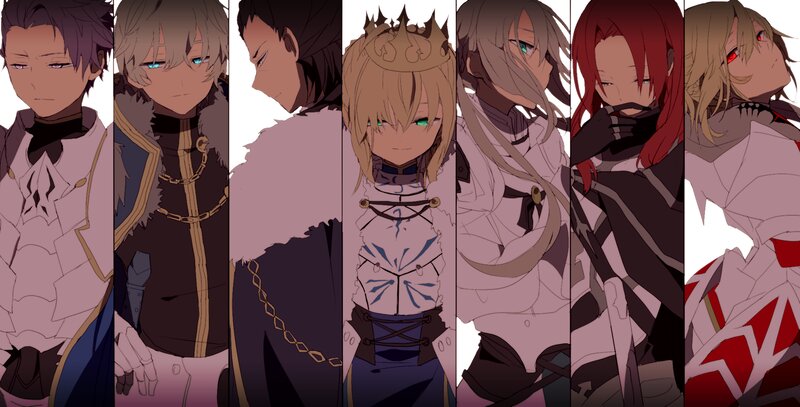 Anime Characters in Armor — White, Dramatic