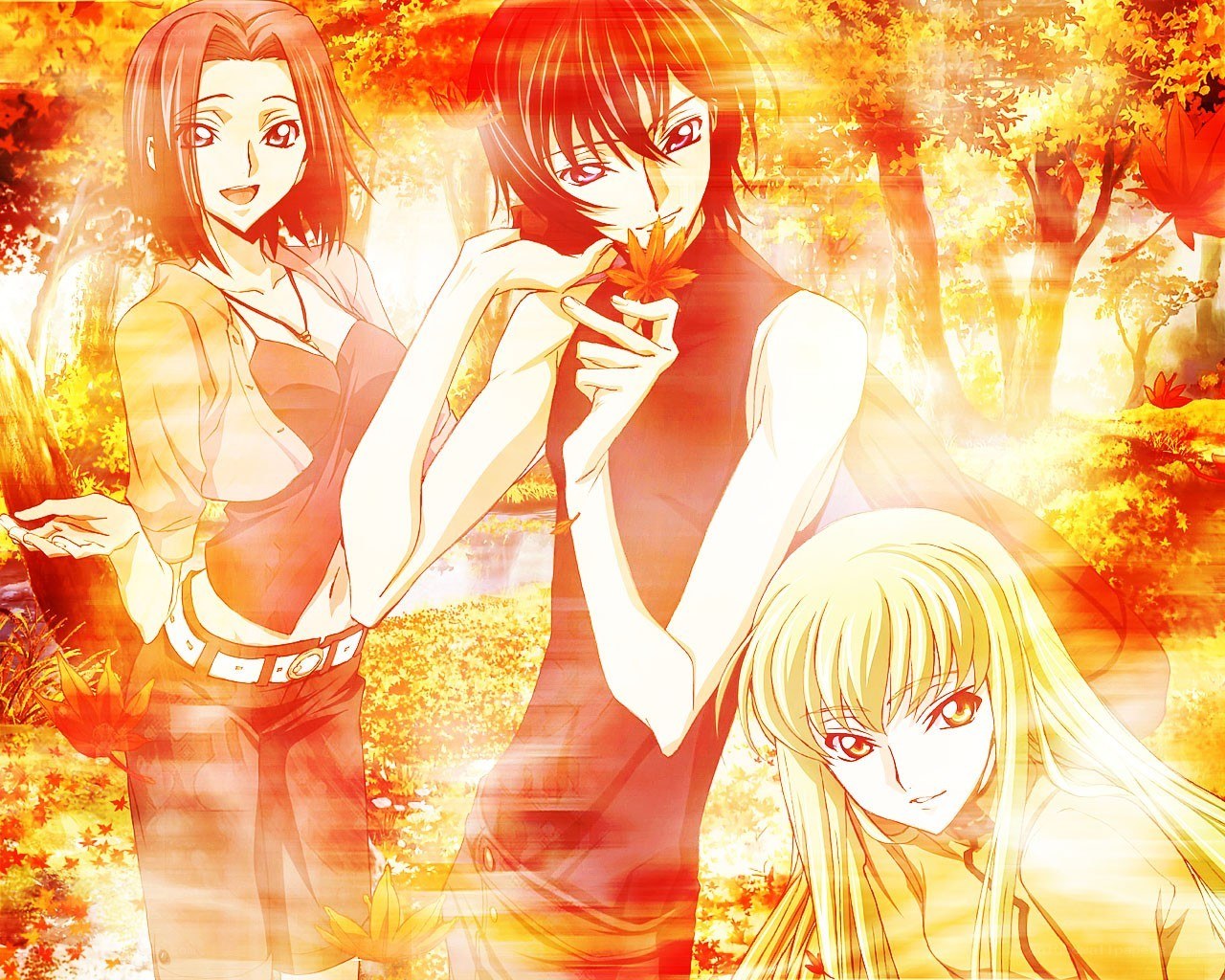 Anime characters in autumn