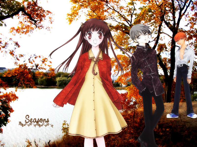 Anime characters in autumn