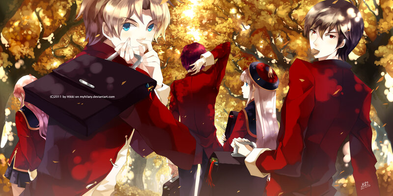 Anime Characters in Autumn — Red, Serene