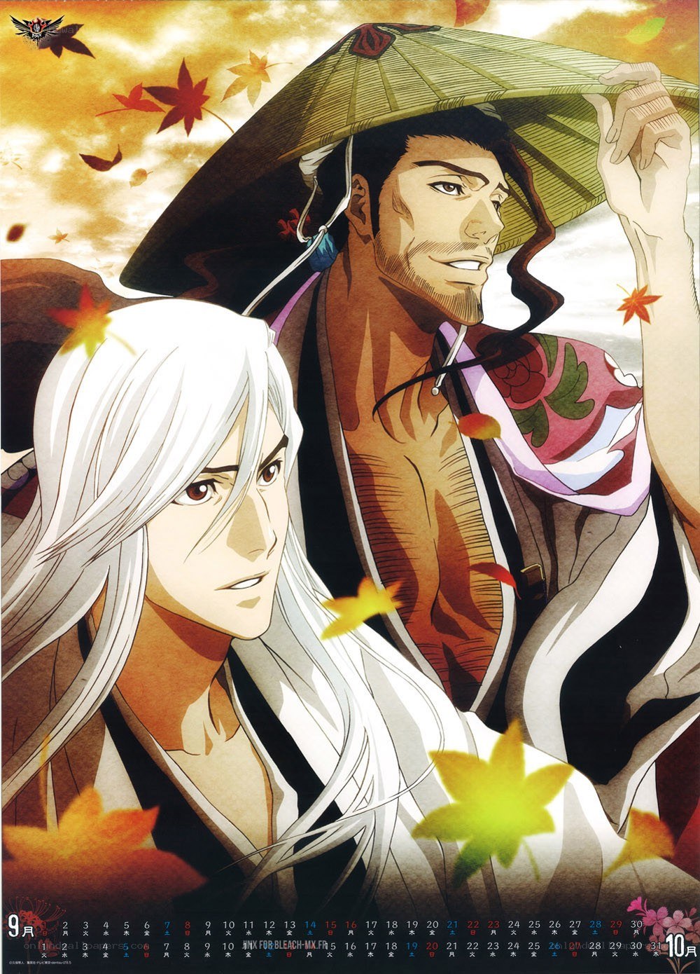 Anime characters in autumn scene