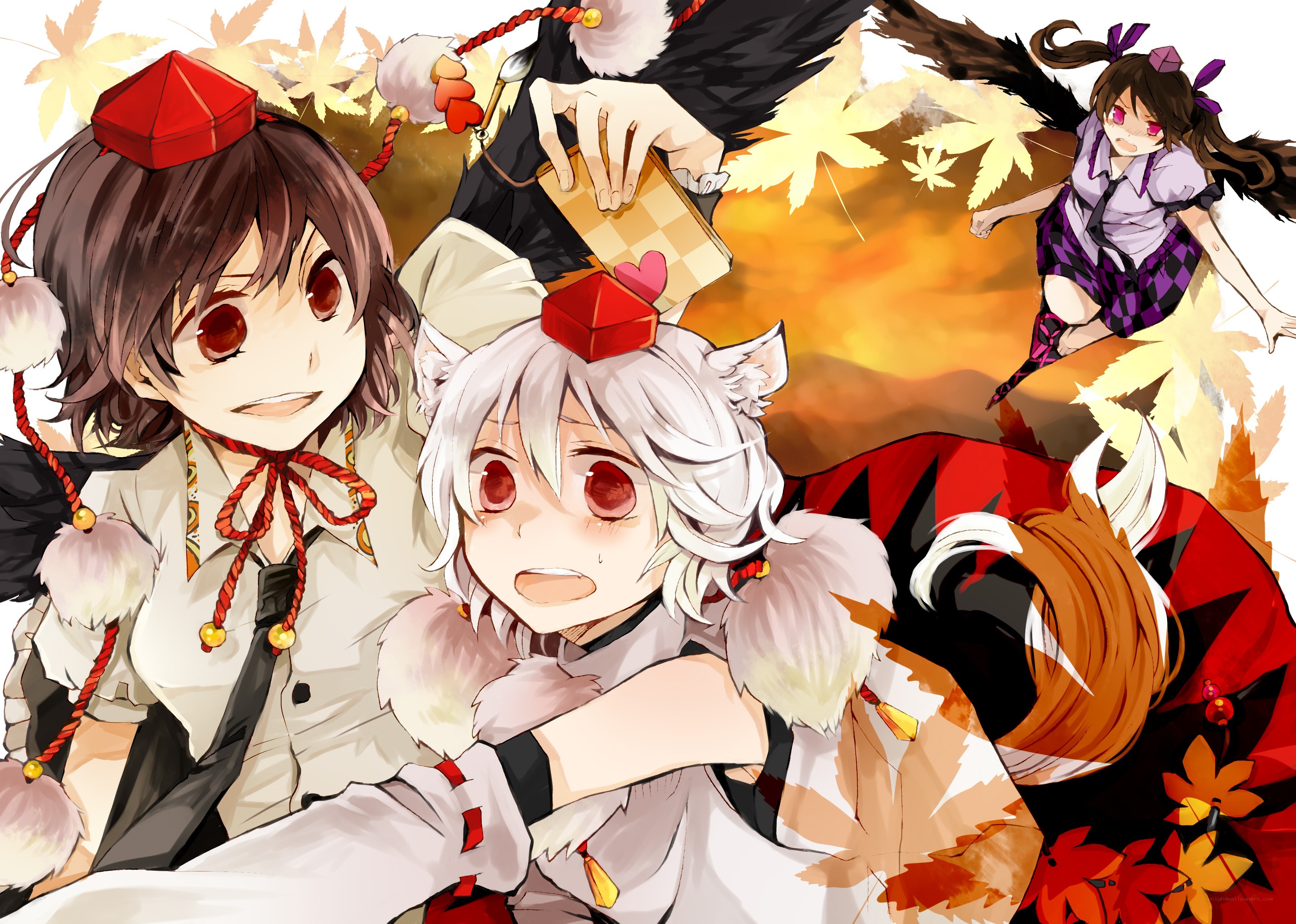 Anime characters in autumn setting