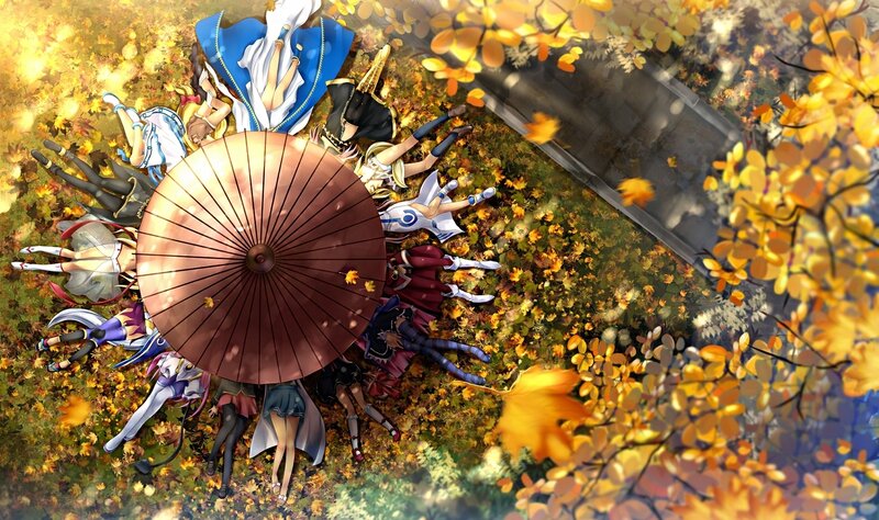 Anime Characters in Autumn — Yellow, Serene