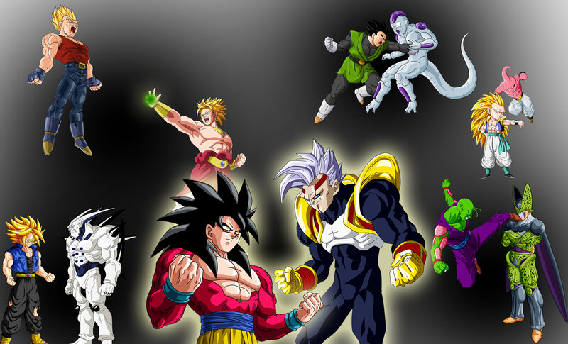 Anime Characters in Battle — Black, Dramatic, Action Poses