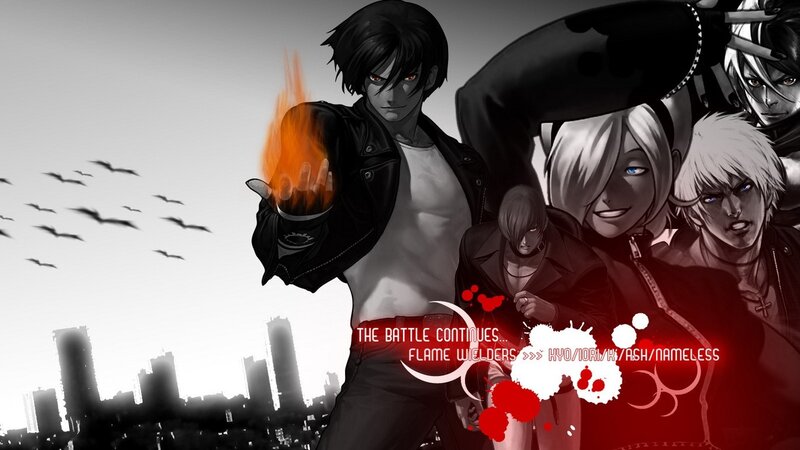 Anime Characters in Battle — Black, Dramatic, Manga, Fire