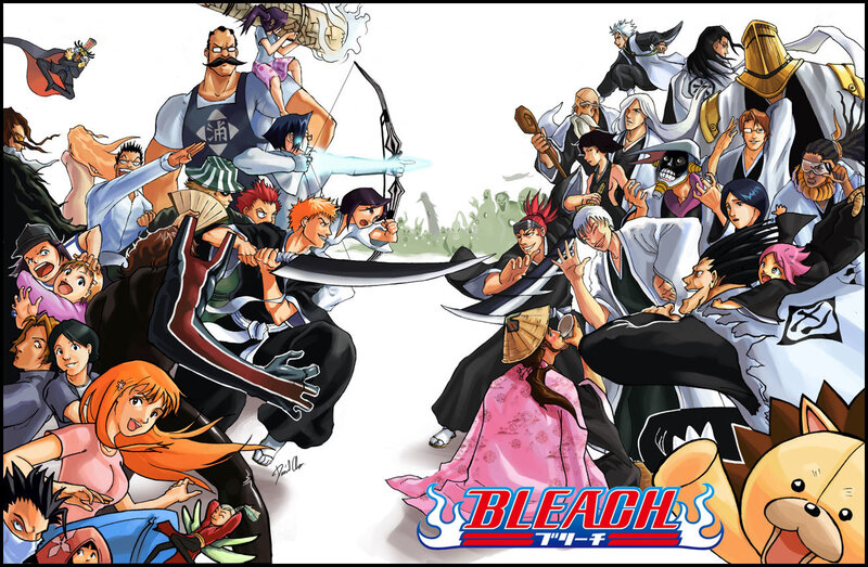 Anime Characters in Battle — Black, Dramatic, Manga, Sword, Bow and Arrow