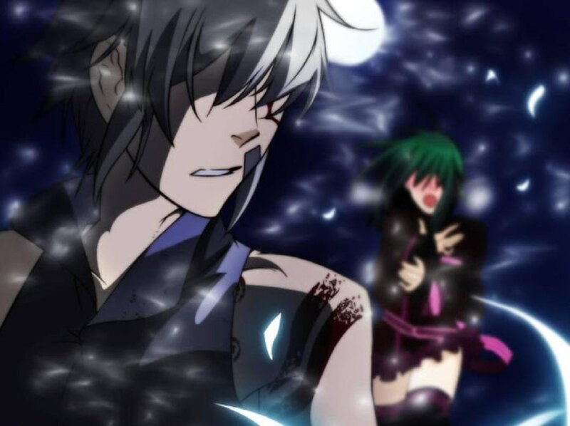 Anime Characters in Battle — Black, Dramatic, Night, Moon