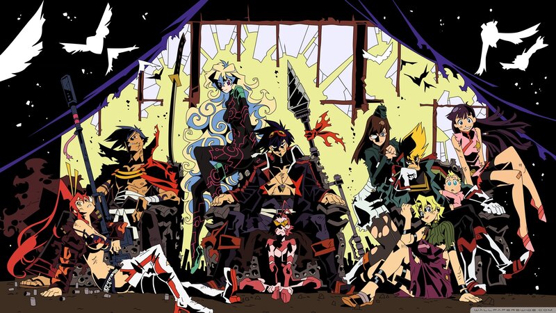Anime Characters in Battle — Black, Dramatic, Night, Weapons
