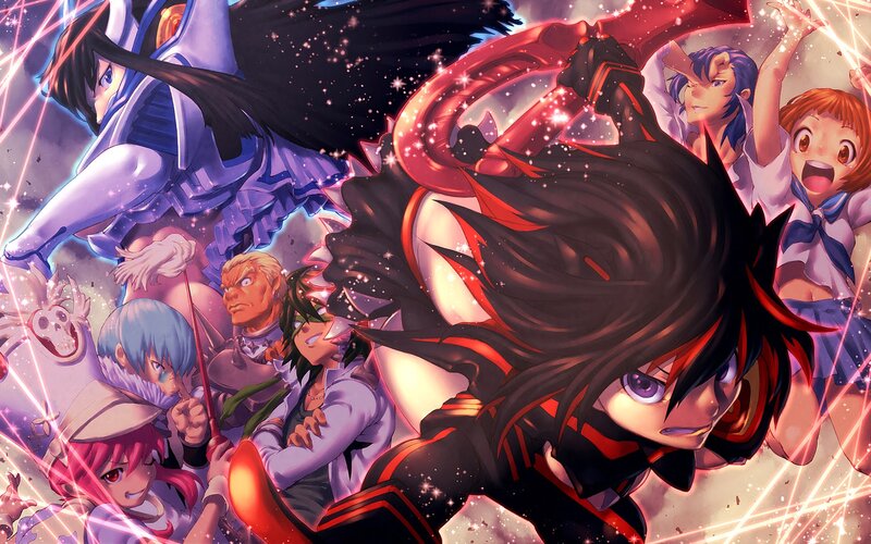 Anime Characters in Battle — Black, Dramatic, Sword, Magic, Crowd