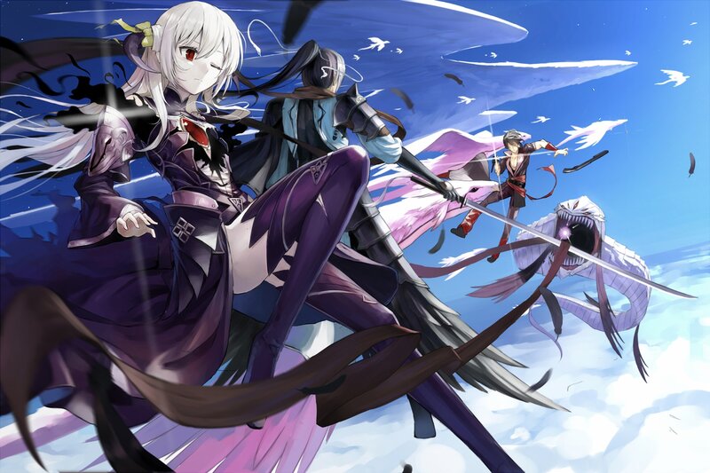 Anime Characters in Battle — Blue, Dramatic, Afternoon, Digital Art