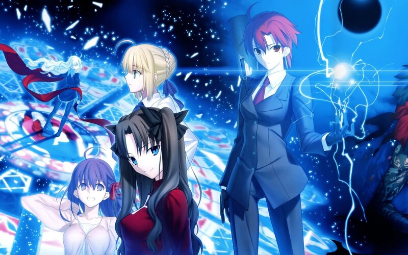 Anime Characters in Battle — Blue, Dramatic, Night, Magic, Swords, Energy Blasts