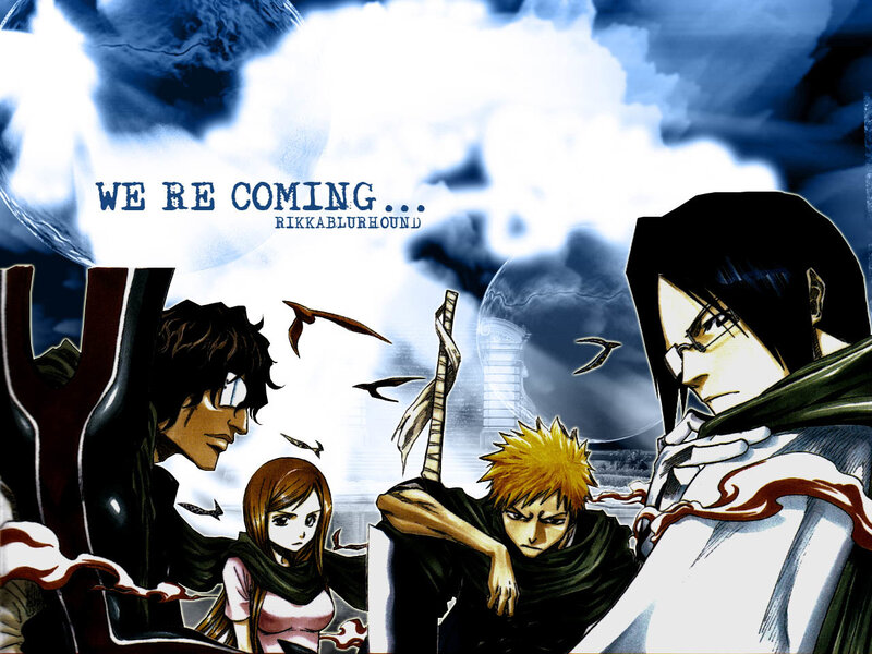 Anime Characters in Battle — Blue, Dramatic, Night, Manga, Sword, Clouds